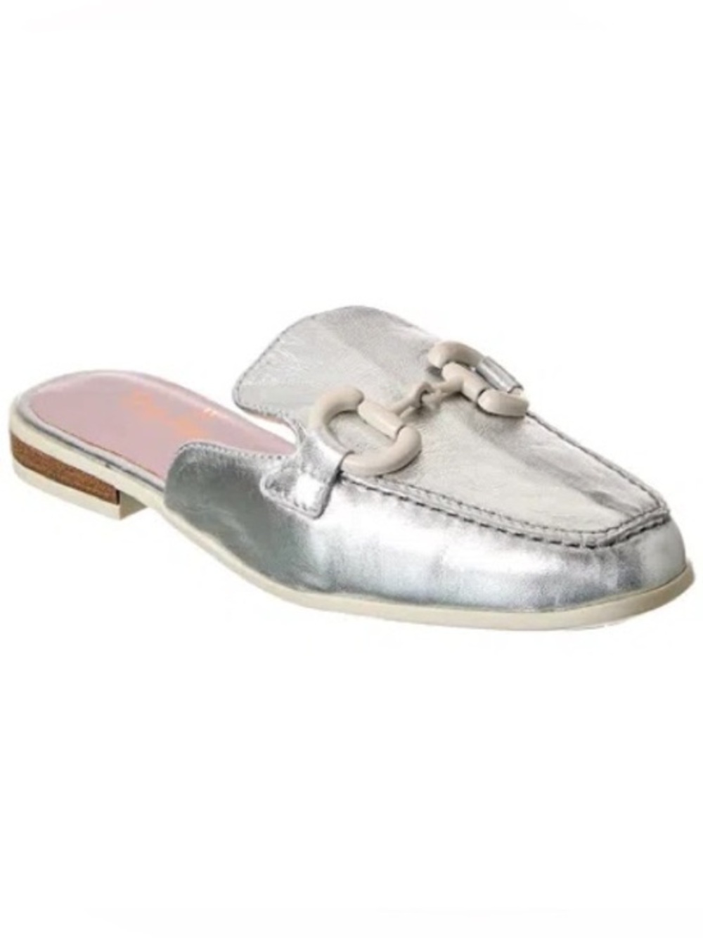 The Flexx Leather 7.5 Loafer Mule Horsebit Slide Flats Silver